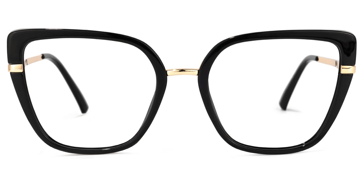 Declan - Bold Black Glasses Gold Accent Temples | Vooglam Angle View
