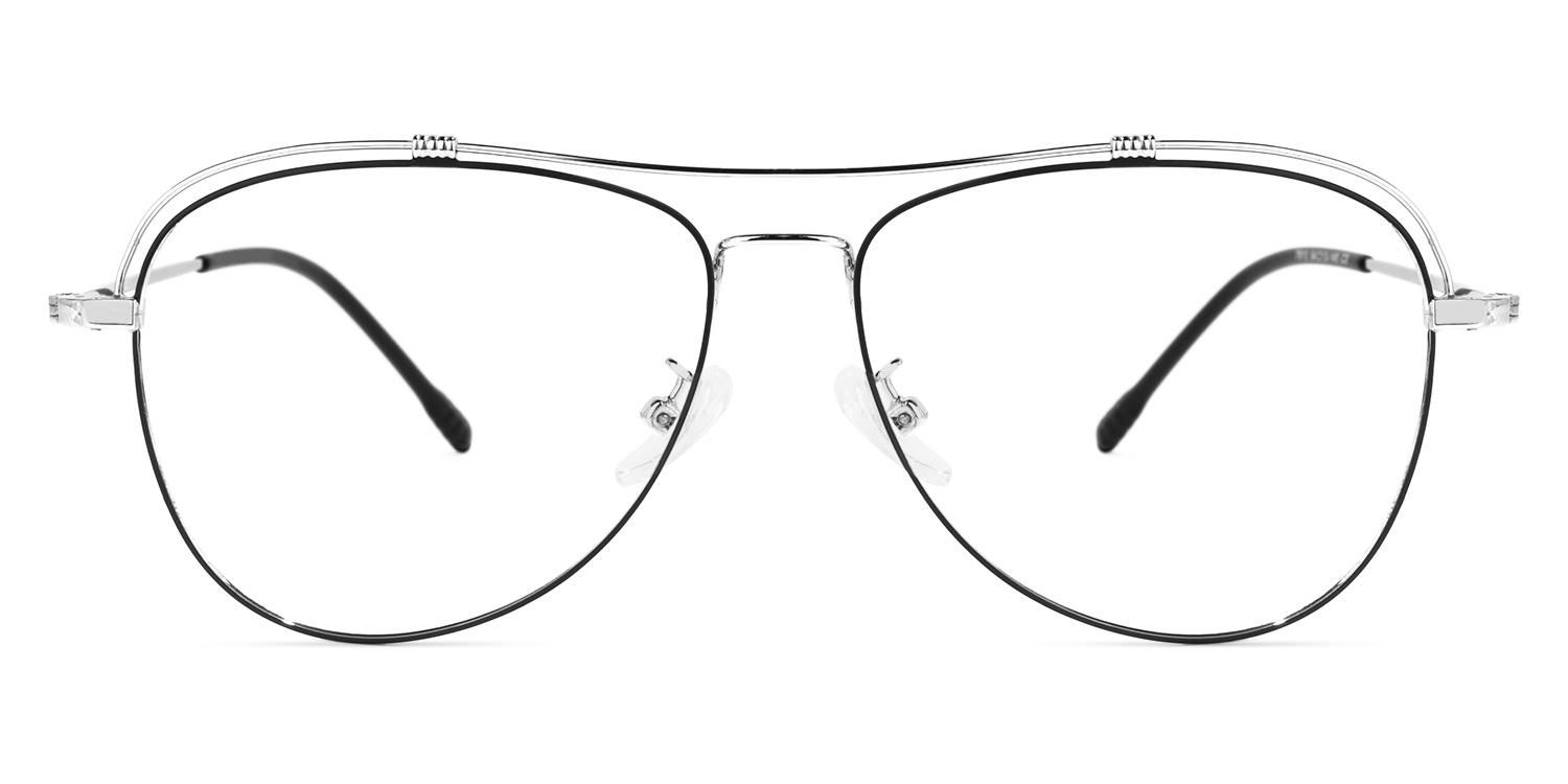 Aviator Black/Silver Eyeglasses | Vooglam.com Angle View