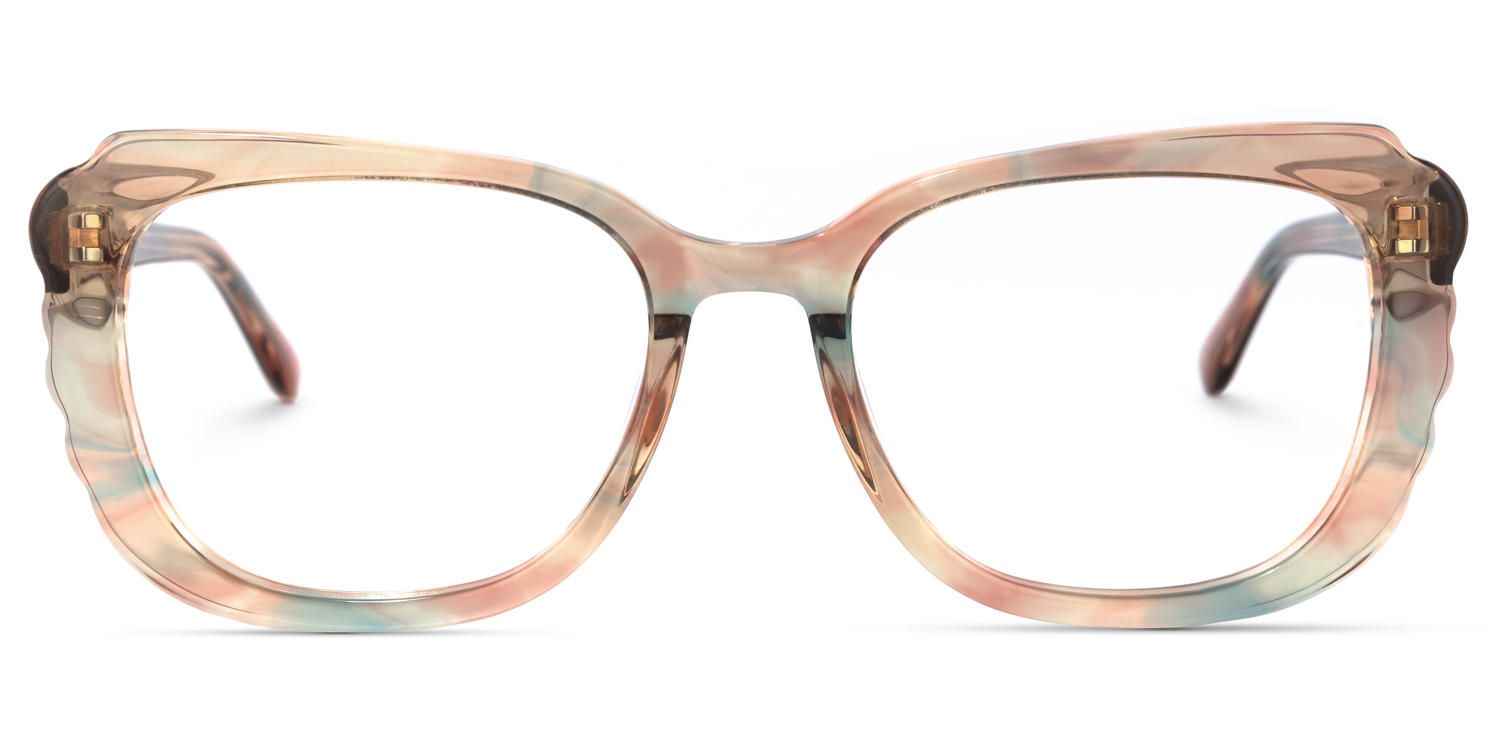 Rectangle Champagne Eyeglasses | Vooglam.com Angle View