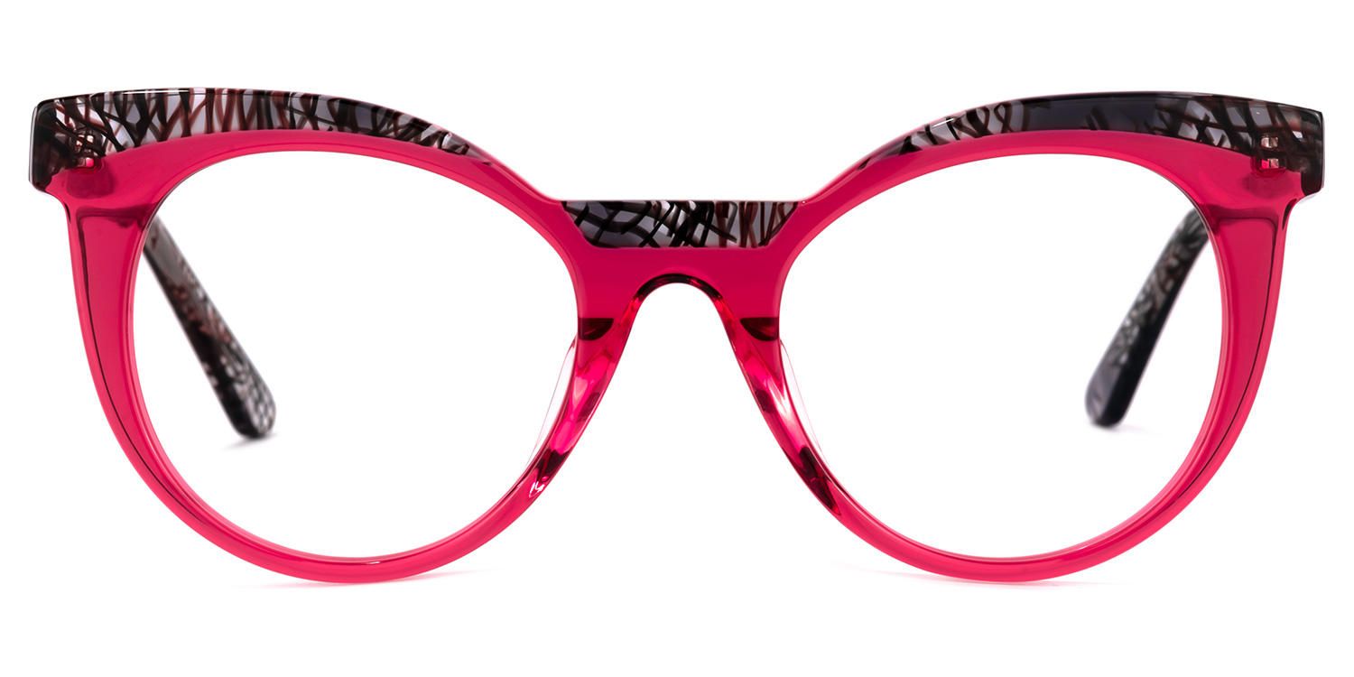 Cat Eye Bright/Pink Eyeglasses | Vooglam.com Angle View