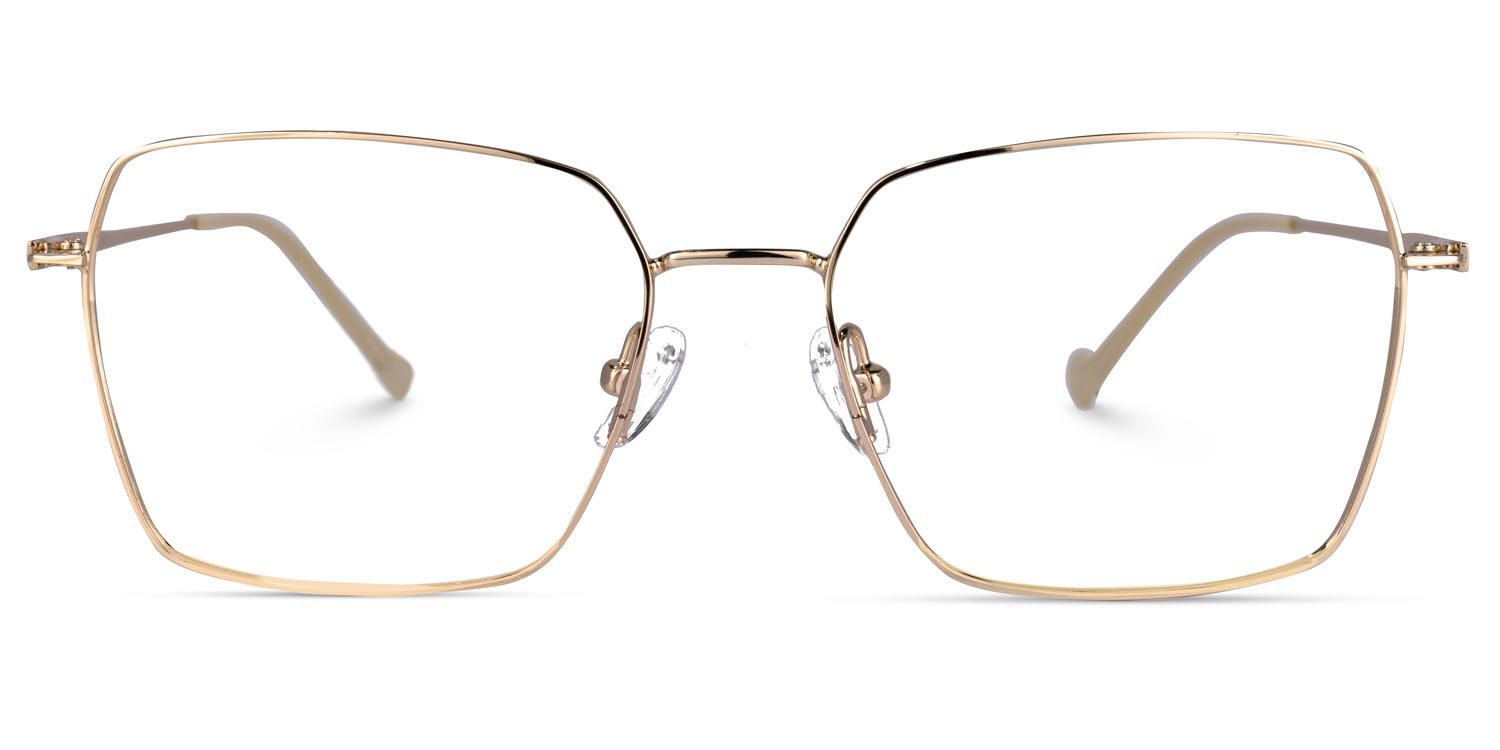 Rectangle Rose/Gold Eyeglasses | Vooglam.com Angle View