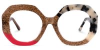 Karida - Geometric Shiny/Gold Eyeglasses | Vooglam Angle View