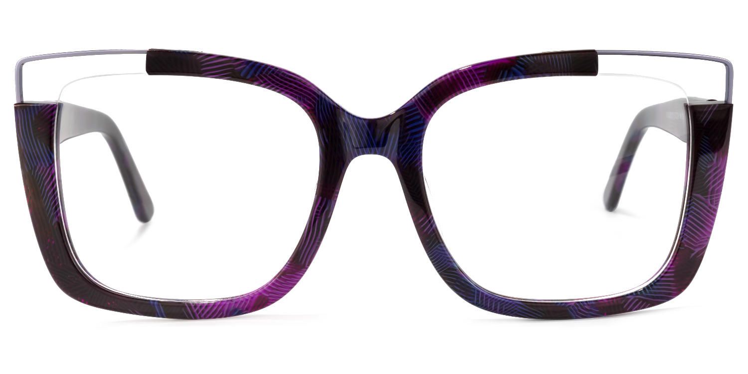 Angelia - Square Purple/Floral Eyeglasses product detail 2