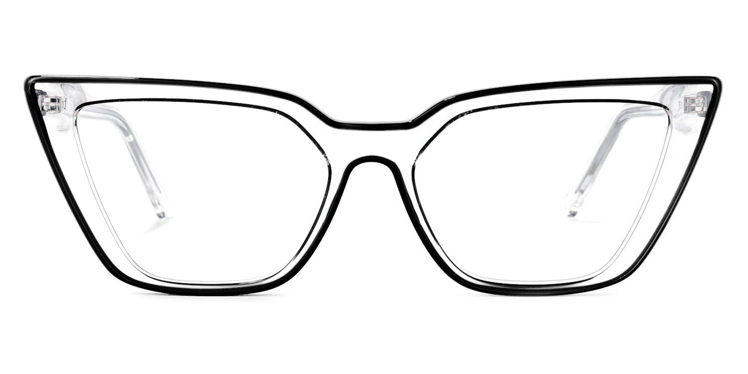 Lyuba - Bold Minimalism Rectangle Black Glasses by Vooglam - Angle View