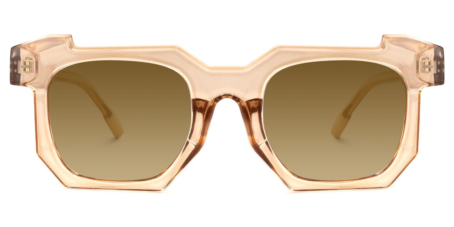 Geometric Champagne Sunglasses | Vooglam.com Angle View