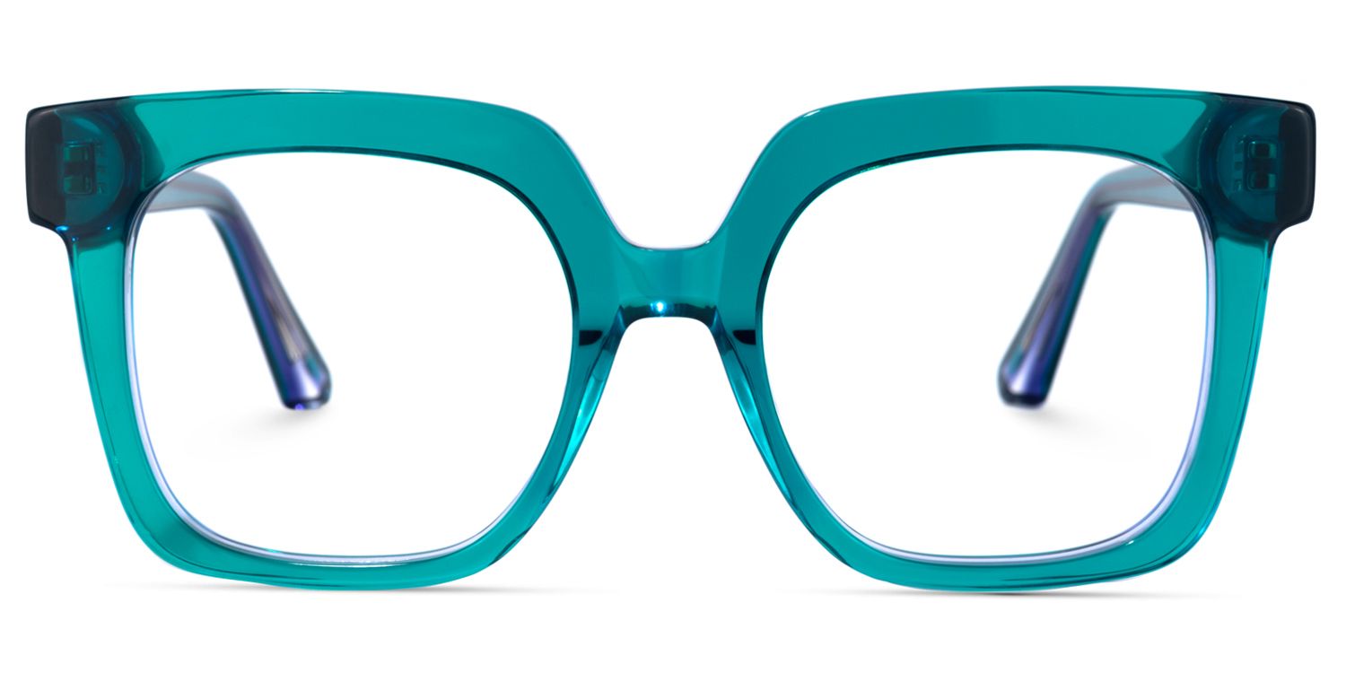 Square Blue Eyeglasses | Vooglam.com Angle View