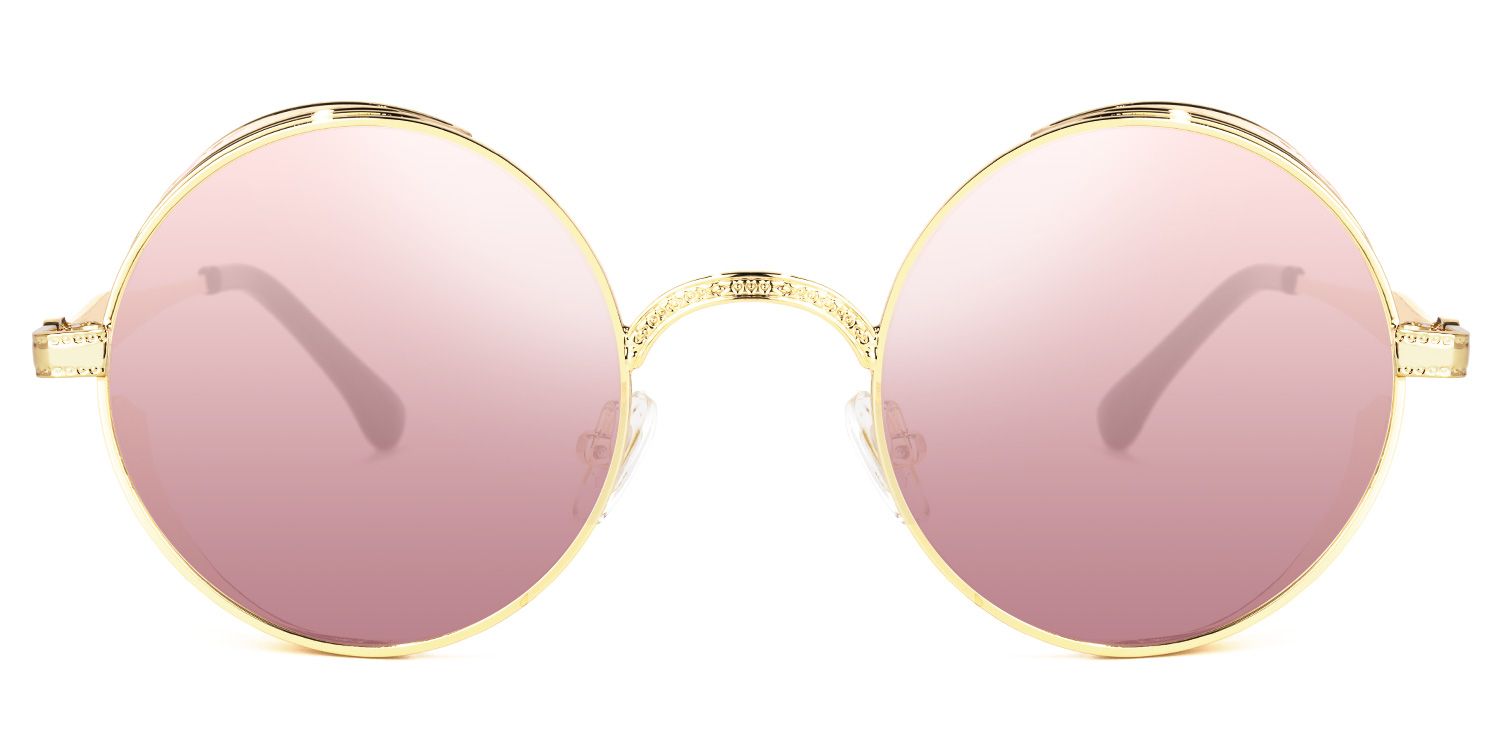 Chic Round Pink Sunglasses│Vooglam Sunglasses Online Angle View