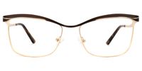 Browline Gold Eyeglasses | Vooglam.com Angle View