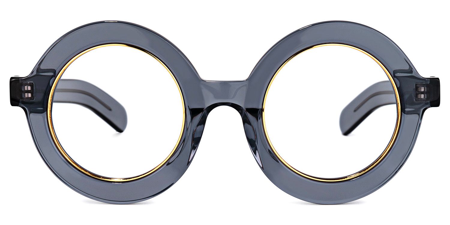 Almon - Round Grey Eyeglasses | Vooglam Angle View