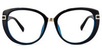 Bessie - Bold Oval Dark Blue Eyeglasses | Vooglam Angle View