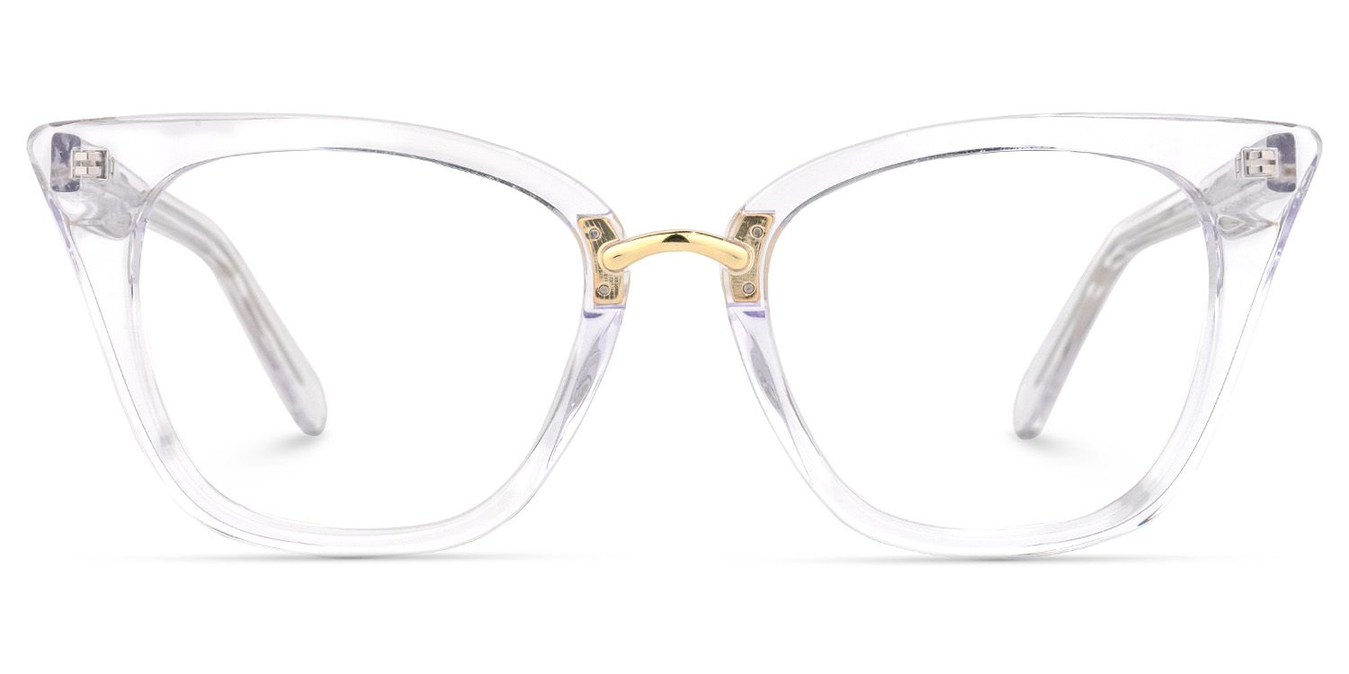 Tallulah - Crystal Clear Cat Eye Glasses | Vooglam Angle View