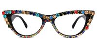 Cathleen - Cat Eye Black Glitter Eyeglasses | Vooglam Angle View