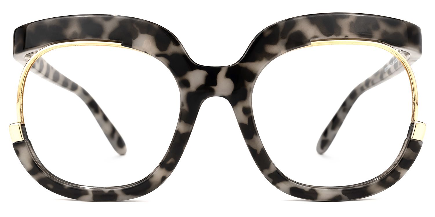 Fredia - Leopard Print Glasses with Gold Detail by Vooglam - Angle View