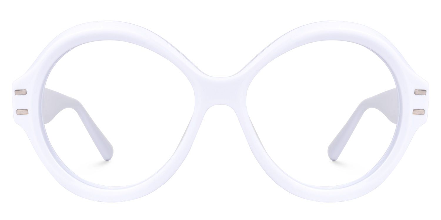 Round White Eyeglasses | Vooglam.com Angle View