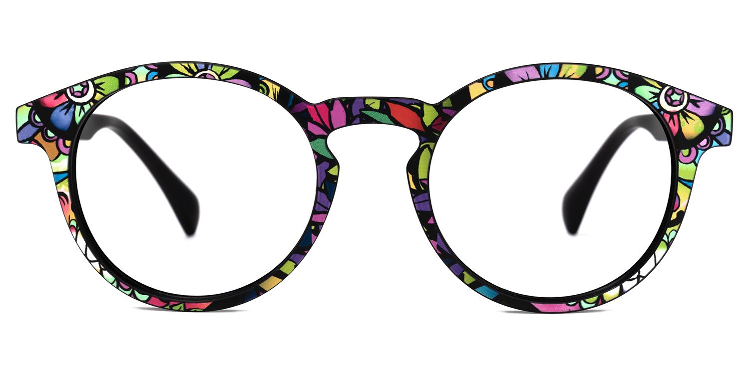 Minnie - Round Floral Eyeglasses│Vooglam Angle View