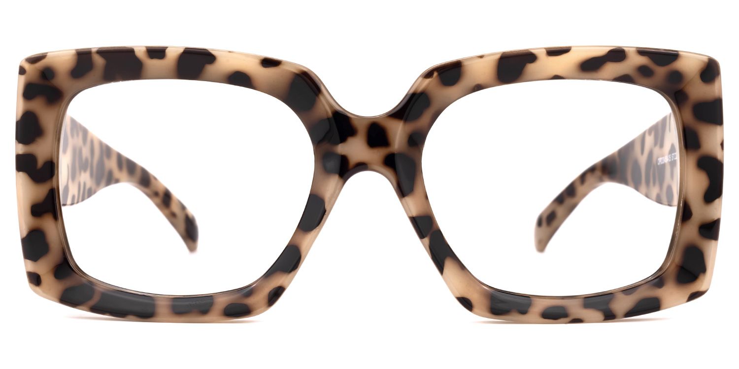 Borislav - Bold Animal Print Square Frame Glasses | Vooglam Angle View