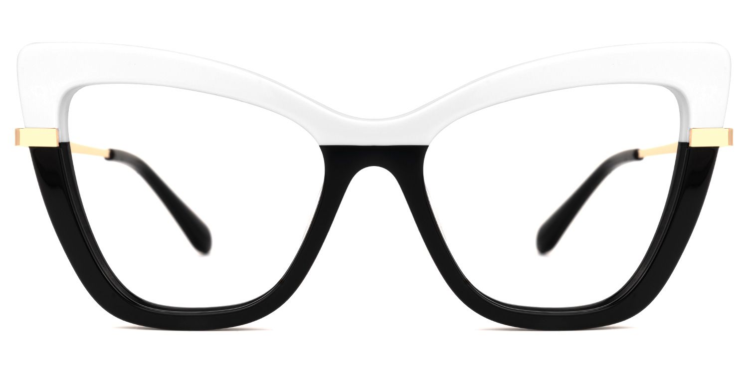 Lunsford - Cat Eye White/Black Two-tone Eyeglasses | Vooglam Angle View