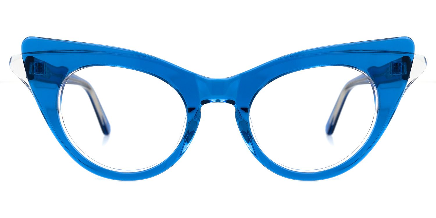 Debra - Cat Eye Blue Eyeglasses | Vooglam Angle View
