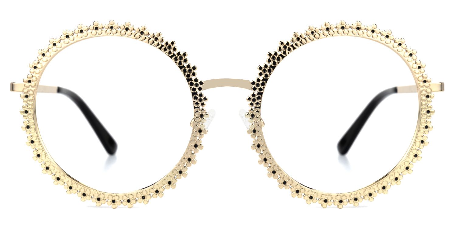 Ocana - Round Gold Eyeglasses | Vooglam Angle View