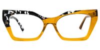 Kirsten - Rectangle Yellow/Tortoise Two-tone Eyeglasses | Vooglam Angle View