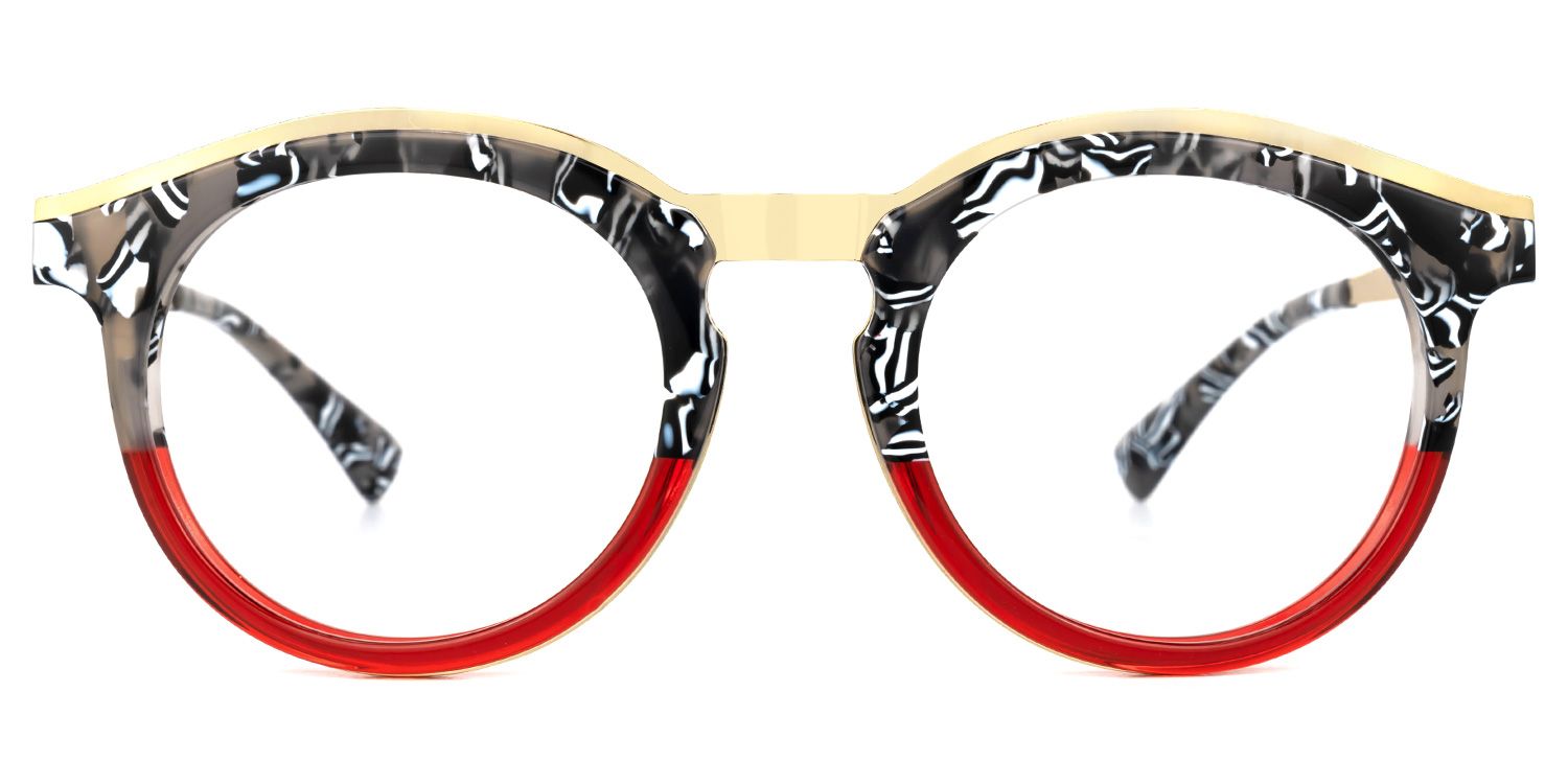 Vianney - Round Red Two-tone Eyeglasses | Vooglam Angle View