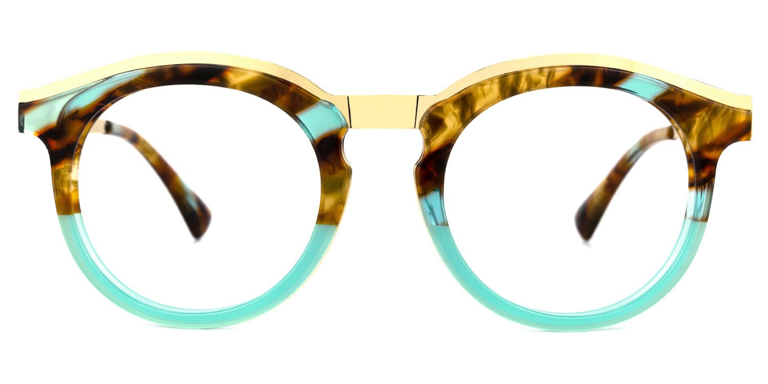 Vianney - Round Blue Two-tone Eyeglasses | Vooglam Angle View