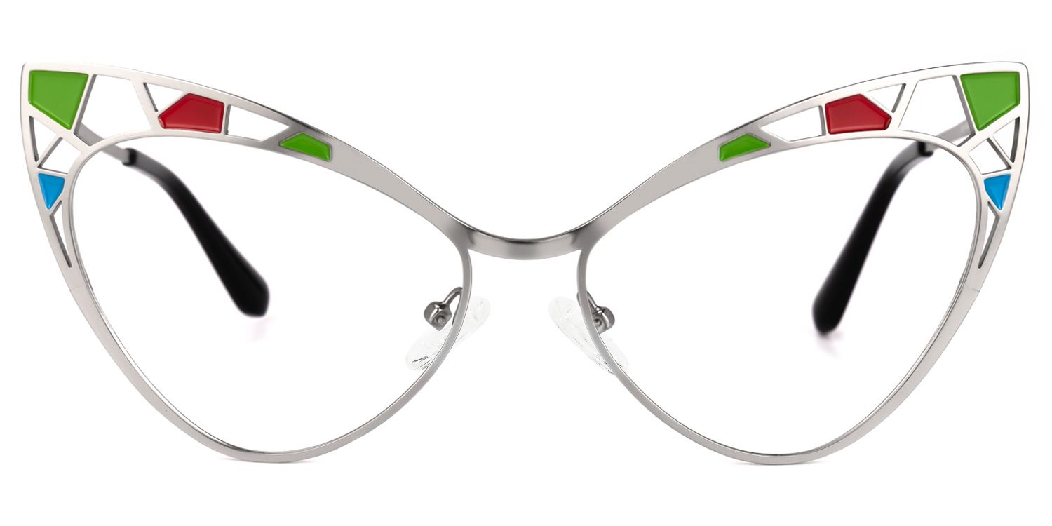 Idaliz - Cat Eye Silver Eyeglasses | Vooglam Angle View