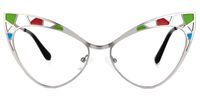 Idaliz - Cat Eye Silver Eyeglasses | Vooglam Angle View