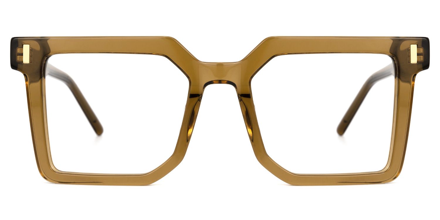Nadie - Square Brown Eyeglasses by Vooglam - Angle View