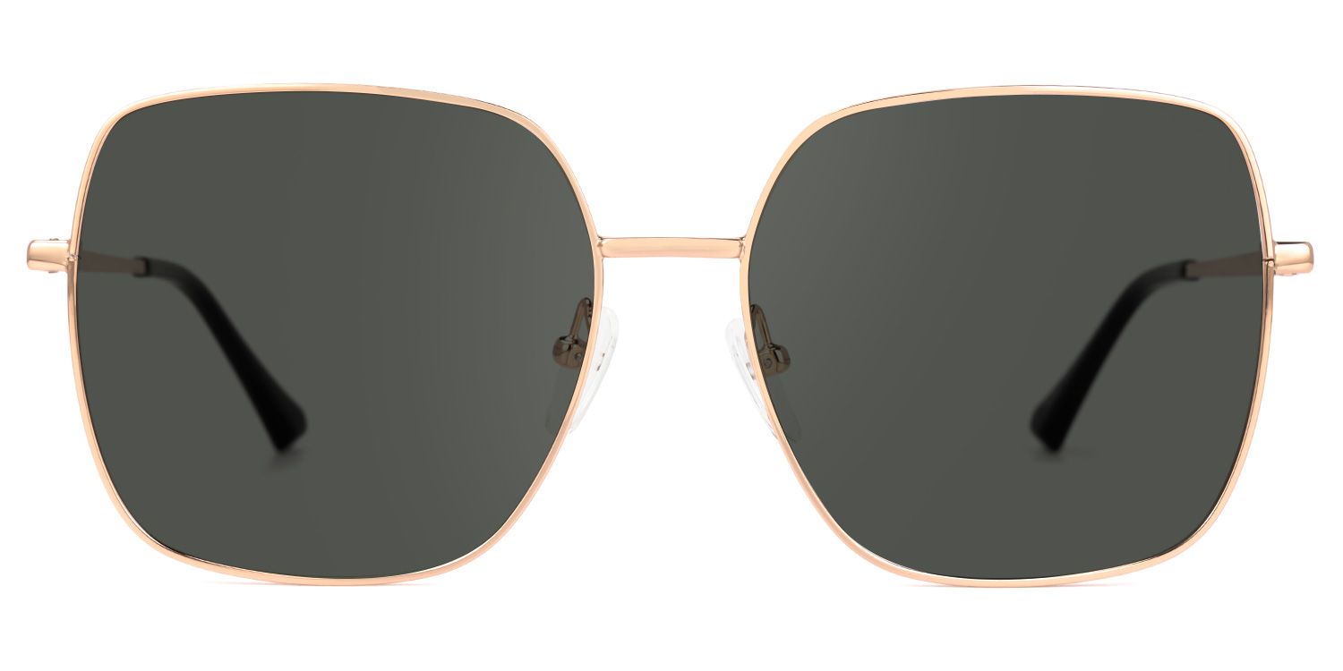 Aamina - Square Gold Sunglasses | Vooglam Angle View