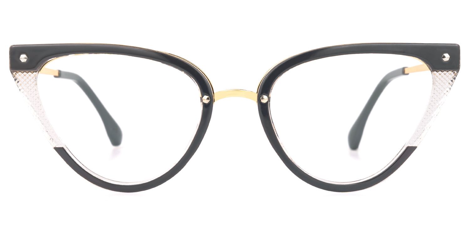 Aamira - Cat Eye Grey Eyeglasses by Vooglam - Angle View