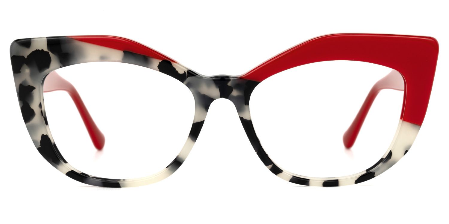 Marian - Geometric Red Eyeglasses | Vooglam Angle View