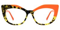 Marian - Geometric Orange Eyeglasses | Vooglam Angle View