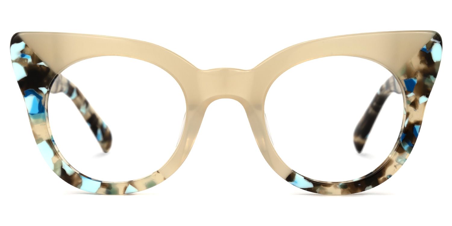 Geraldine - Cat Eye Brown Eyeglasses by Vooglam - Angle View