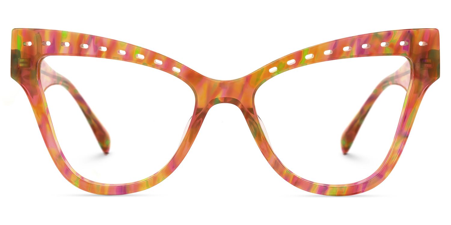 Adamaris - Cat Eye Red/Floral Eyeglasses | Vooglam Angle View