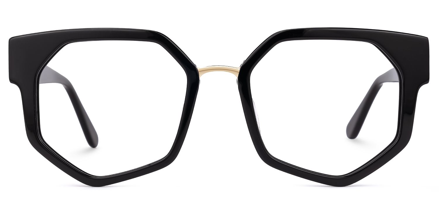 Cornelius - Geometric Black Eyeglasses by Vooglam - Angle View