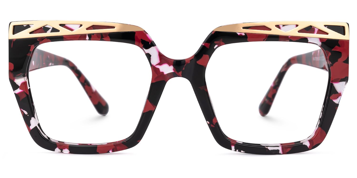 Fabianne - Square Red/Tortoise Eyeglasses | Vooglam Angle View