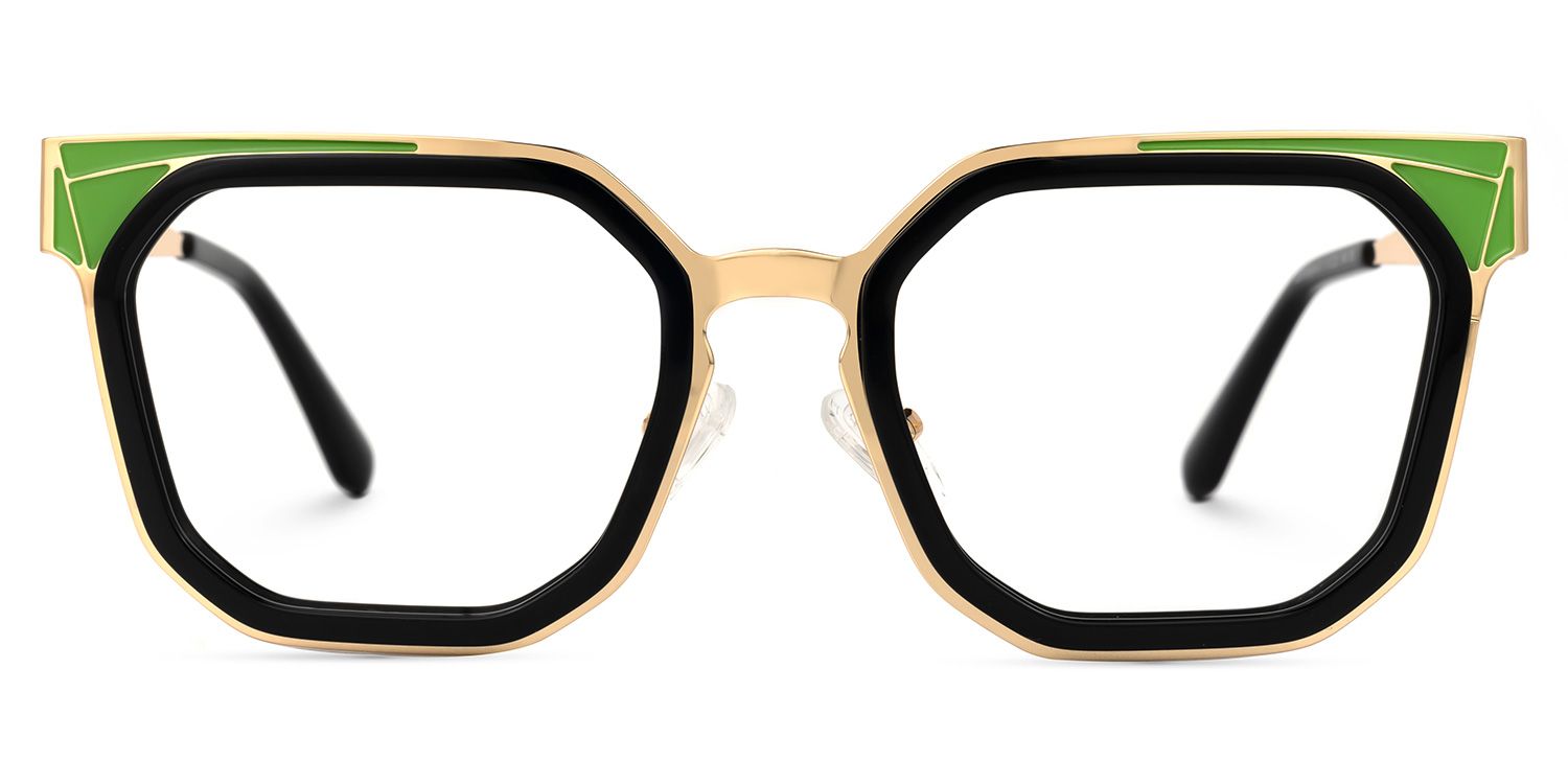 Adelia - Geometric Black Eyeglasses | Vooglam Angle View