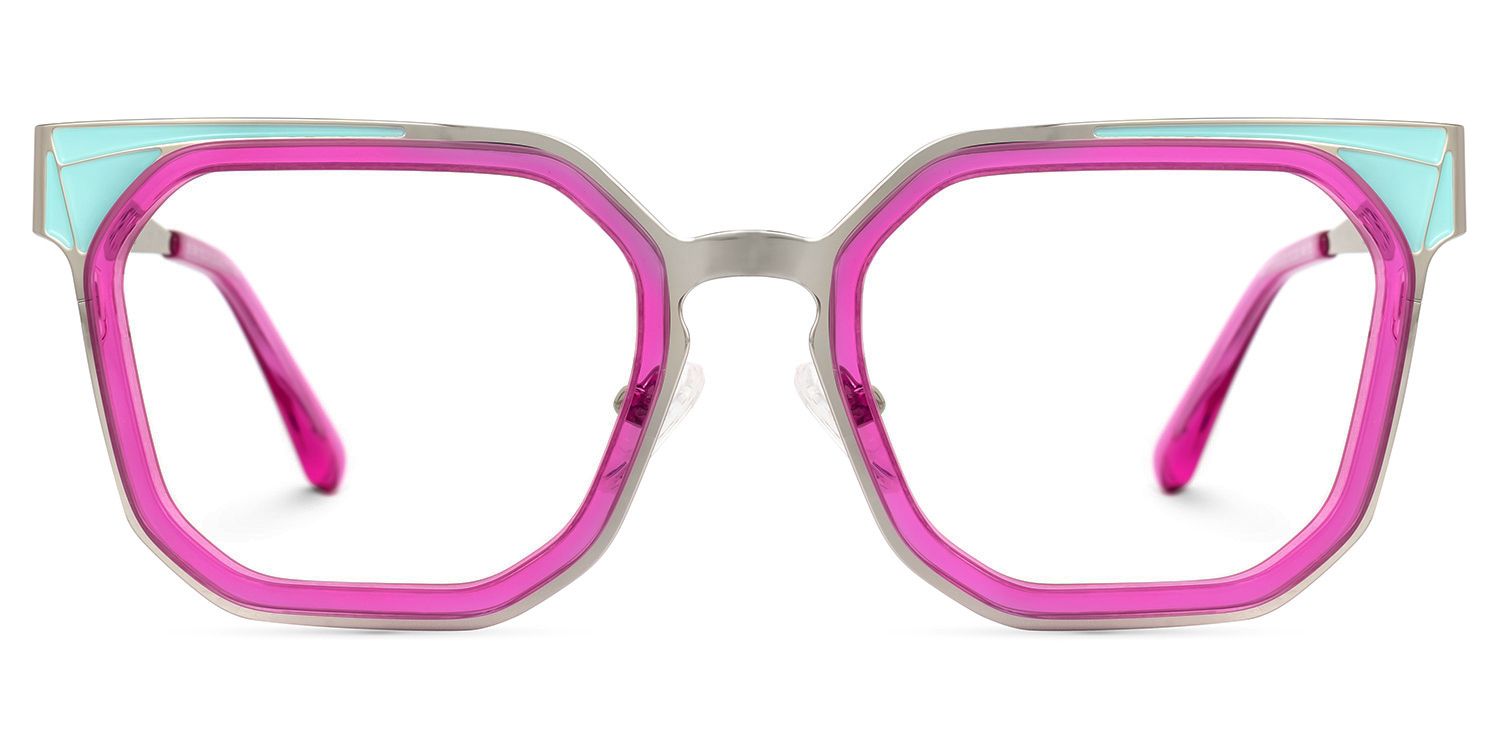 Adelia - Geometric Pink Eyeglasses | Vooglam Angle View