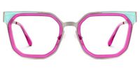 Adelia - Geometric Pink Eyeglasses | Vooglam Angle View