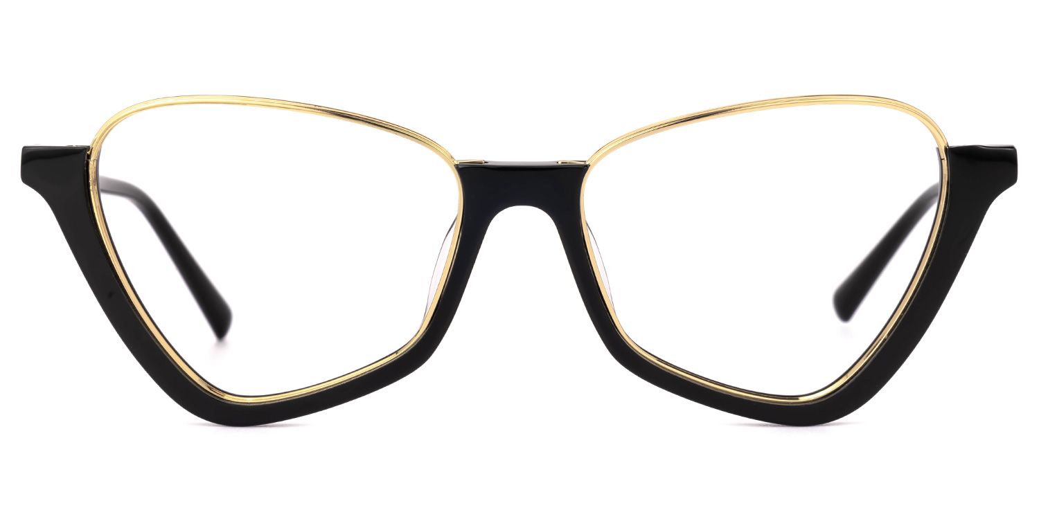 Adelio - Geometric Black Eyeglasses | Vooglam Angle View
