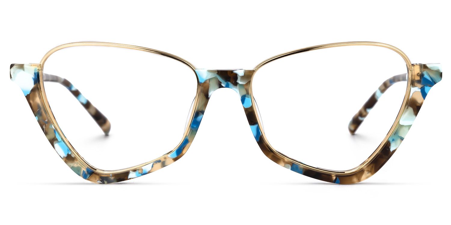Adelio - Geometric Blue/Tortoise Eyeglasses | Vooglam Angle View