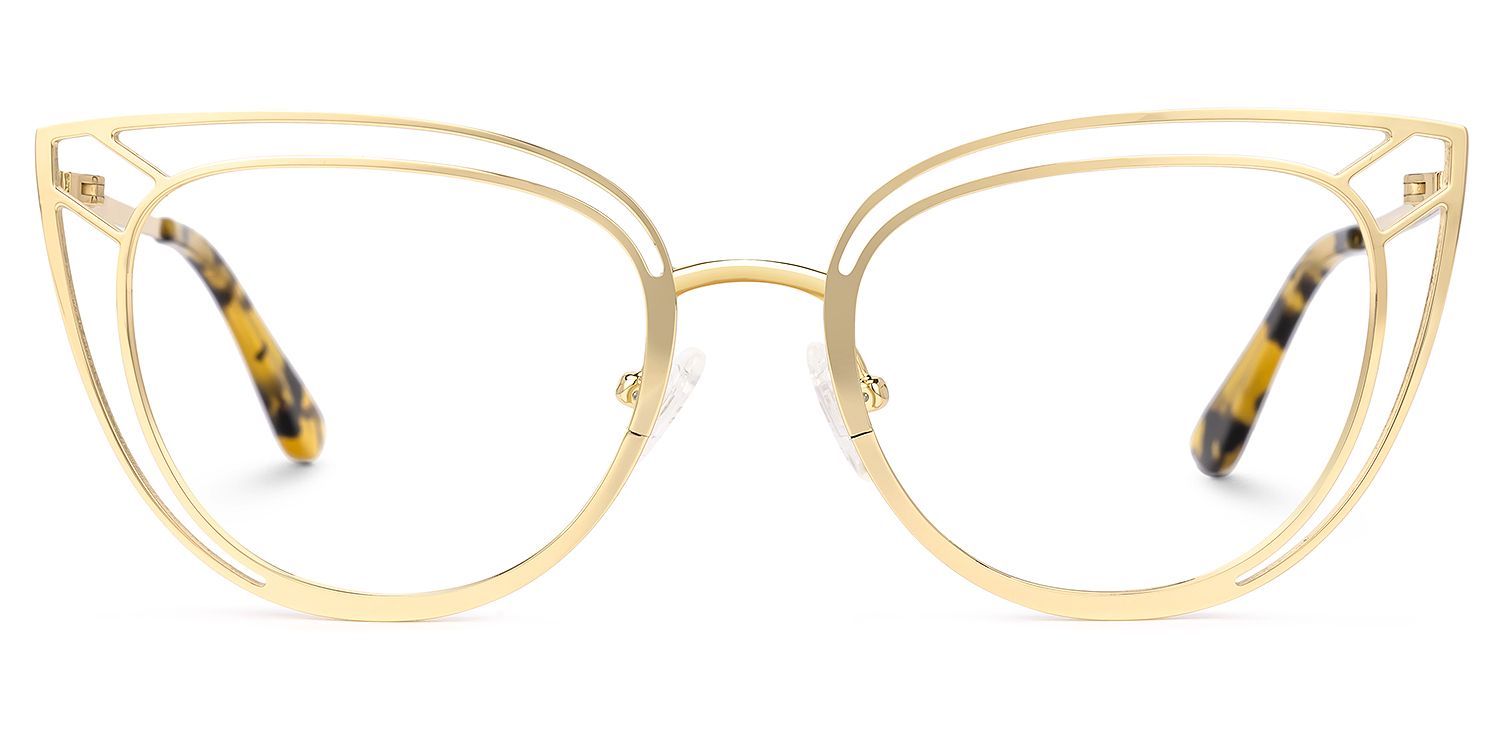 Adah - Cat Eye Gold Eyeglasses | Vooglam Angle View