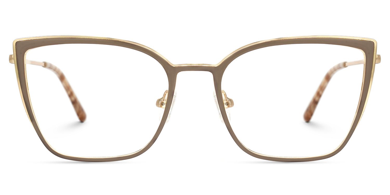 Adeliza - Rectangle Brown Eyeglasses | Vooglam Angle View