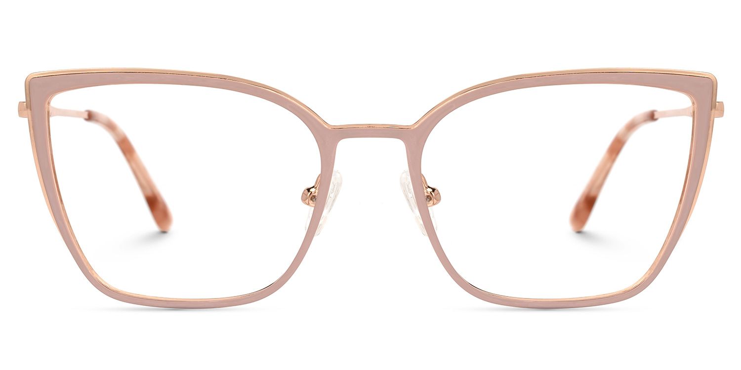 Adeliza - Rectangle Pink Eyeglasses | Vooglam Angle View