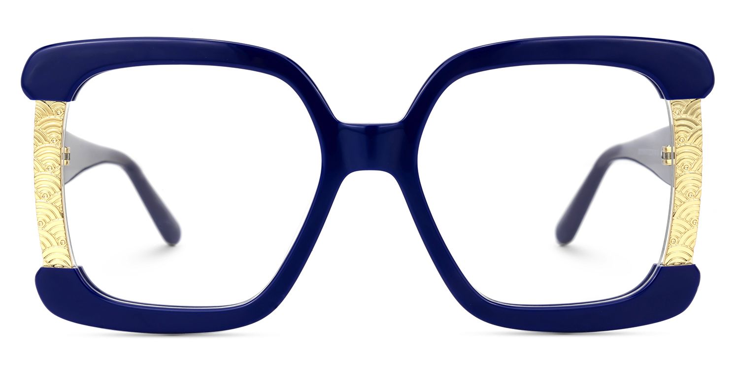 Adelphie - Square Blue Eyeglasses | Vooglam Angle View