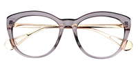 Pearl Transparent Grey cat eye Eyeglasses ▏Vooglam glasses Front View
