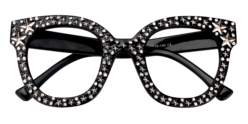 Shiny Round Black Eyeglasses  ▏Vooglam Angle View