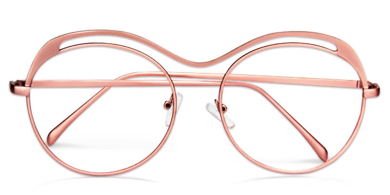 Cora Top Hollow Pink Round Bridge Glasses - 1