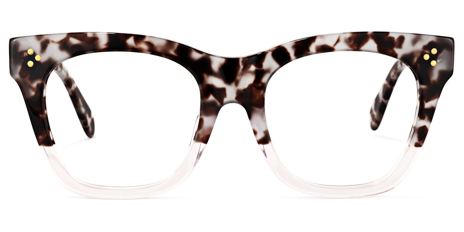 Carole - Rectangle Two-tone Tortoise Glasses | Vooglam Angle View